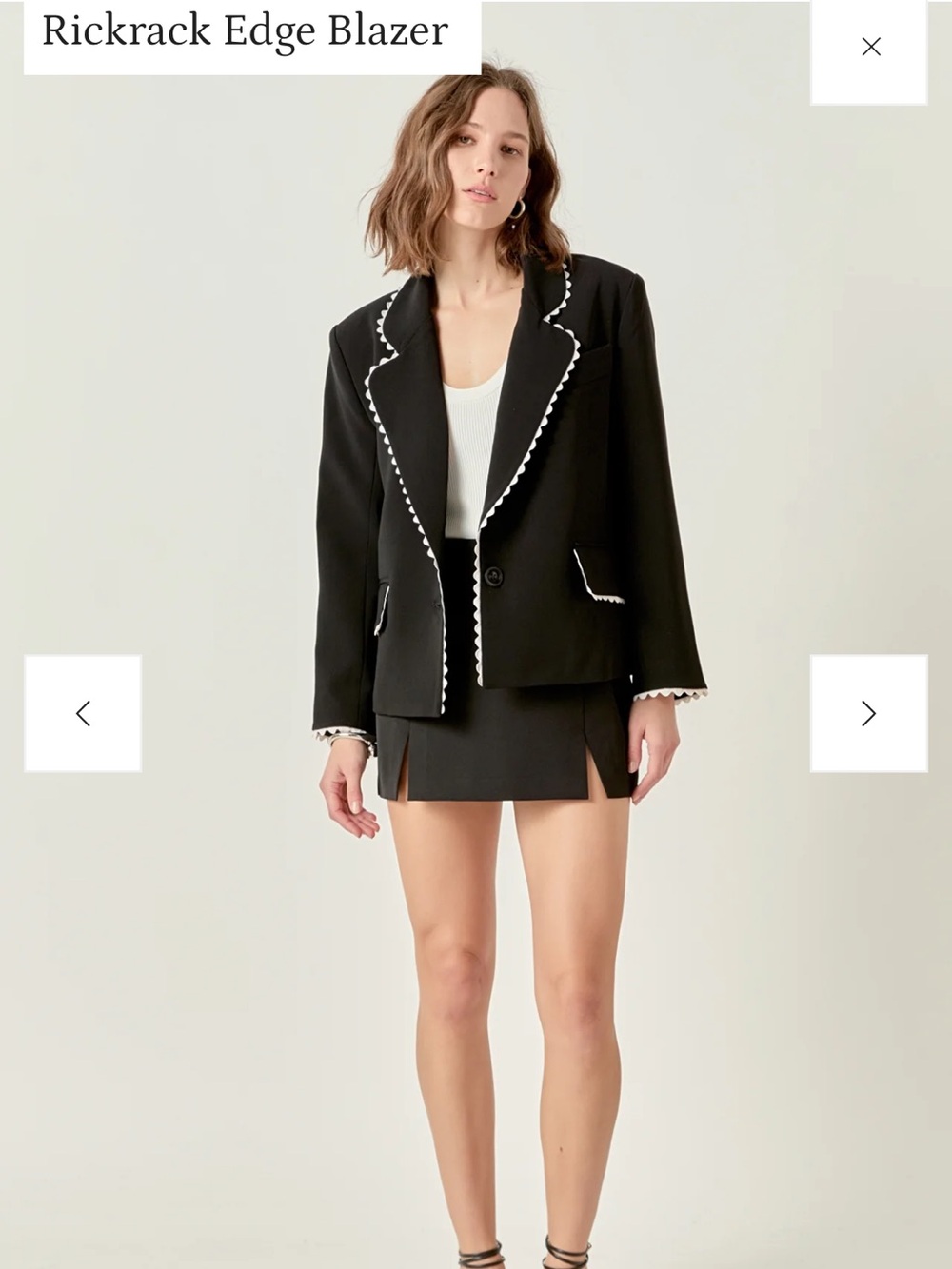 English Factory Rickrack Edge Blazer with Scalloped Trim